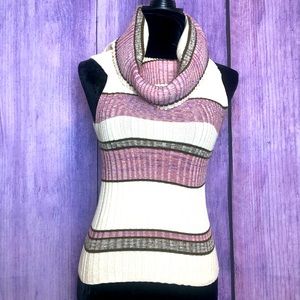 FREE PEOPLE KNIT STRIPED TURTLENECK TANK
